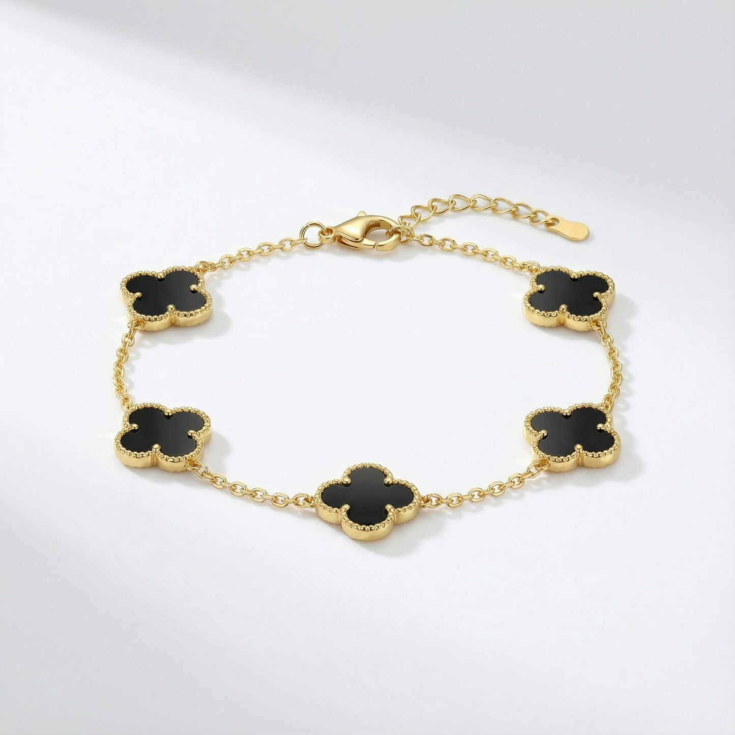 Black flower Gold Chain Bracelet