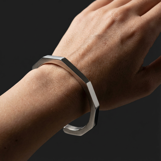 FacetEdge Silver Cuff Bracelet