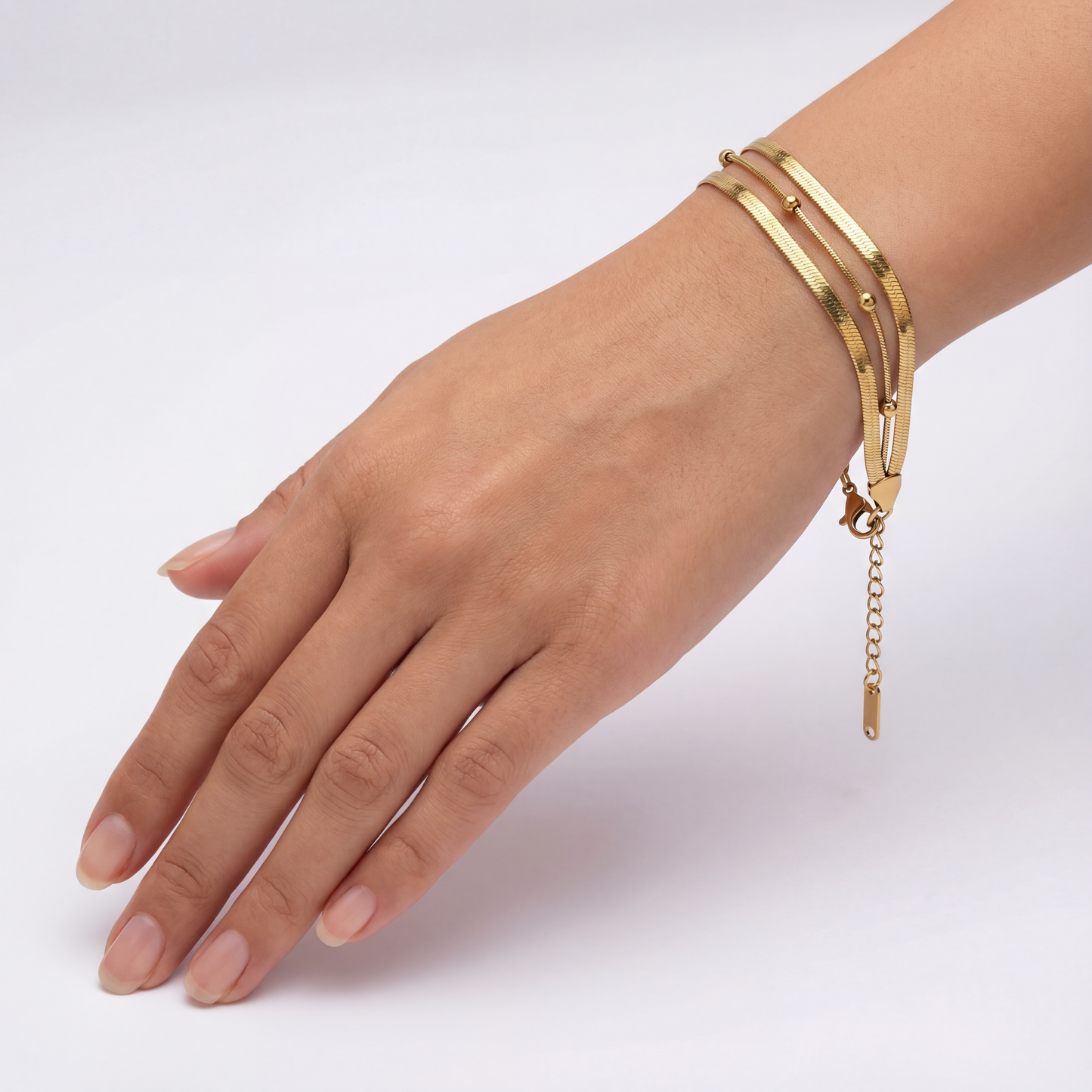 Elegant Triple-Layer Gold Bracelet