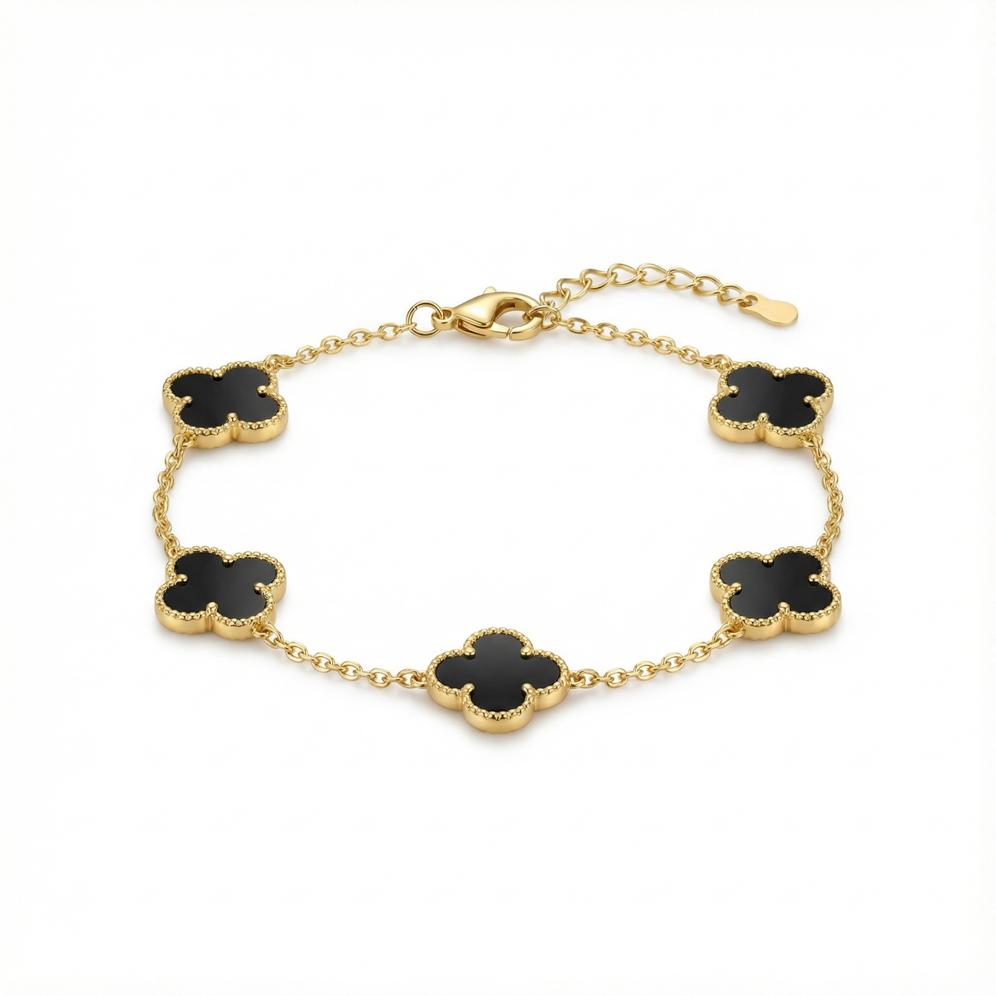 Black flower Gold Chain Bracelet