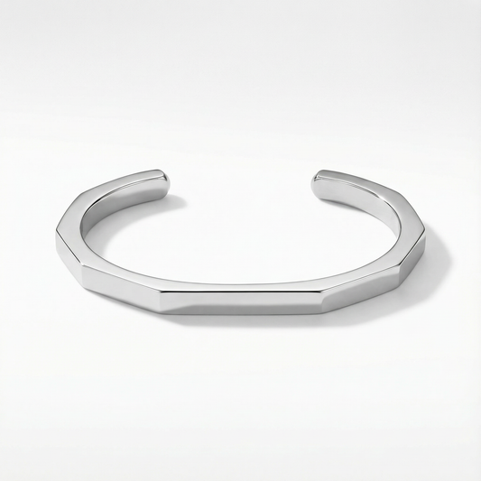 FacetEdge Silver Cuff Bracelet