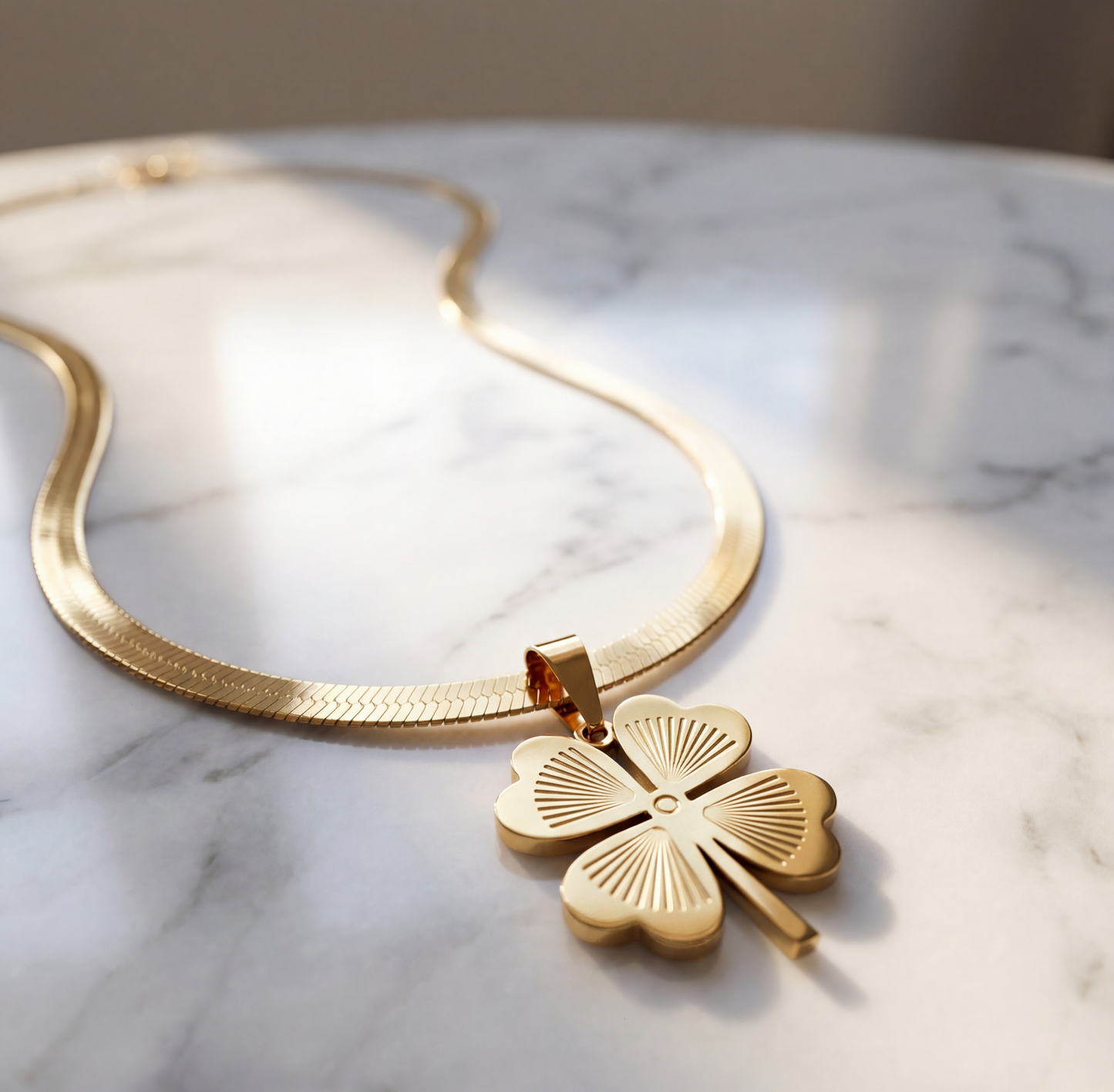 Golden Clover Charm Necklace