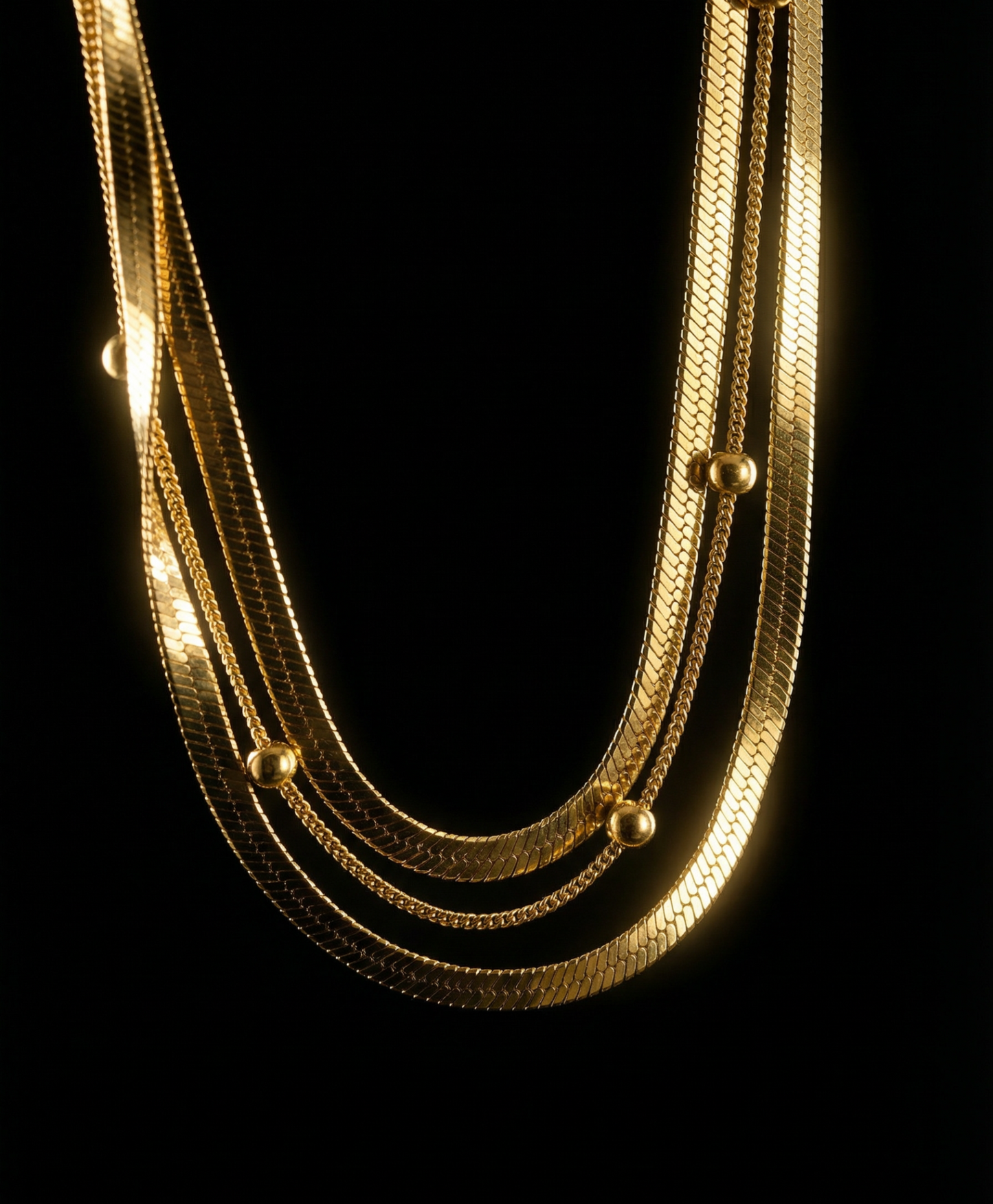 Elegant Triple-Layer Gold Bracelet