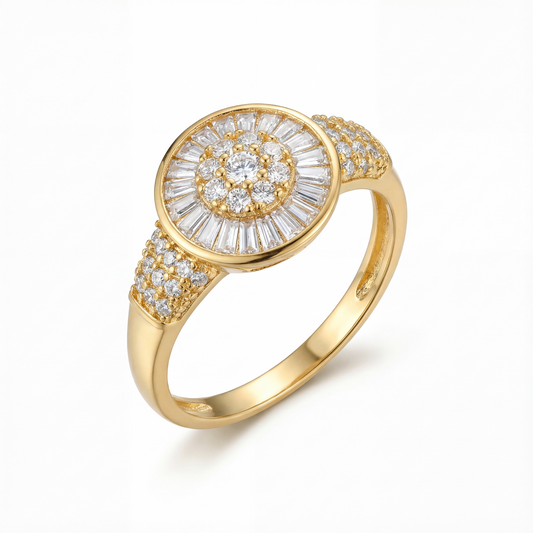 Radiant Halo Gold Ring